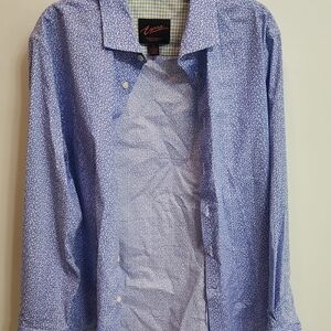 Egara Blue and White Casual Button Down Shirt